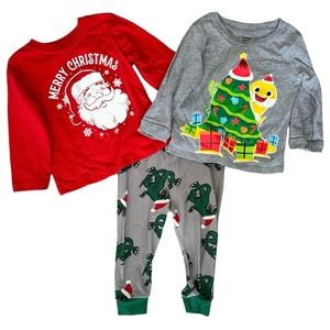 Baby Boys Christmas Long Sleeve Shirt & Pajama Bottoms Bundle Size 18 Months